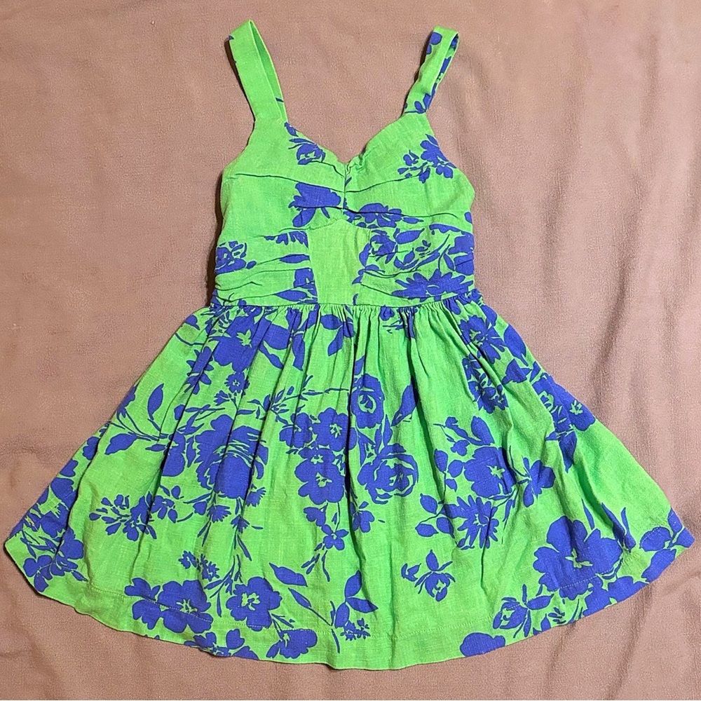 Bonnie Jean Green and Blue Floral Dress